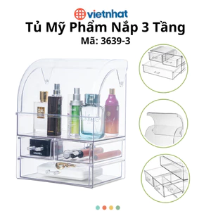 Tủ đựng mỹ phẩm, Tủ đựng thuốc y tế trong suốt chính hãng Việt Nhật Plastic (mã 3639-3)