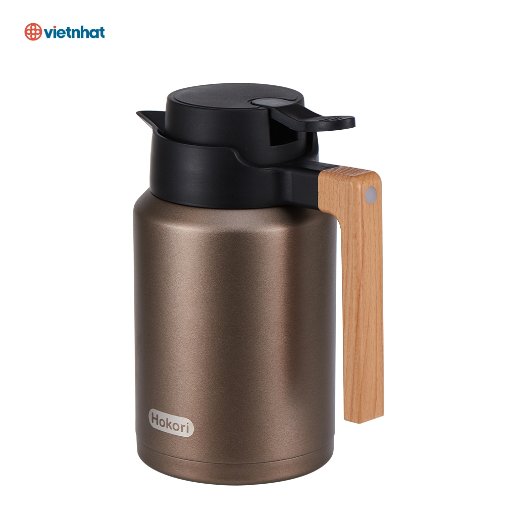 Bình Giữ Nhiệt Quai Gỗ 1500ml Chính Hãng Việt Nhật (mã 0115)
