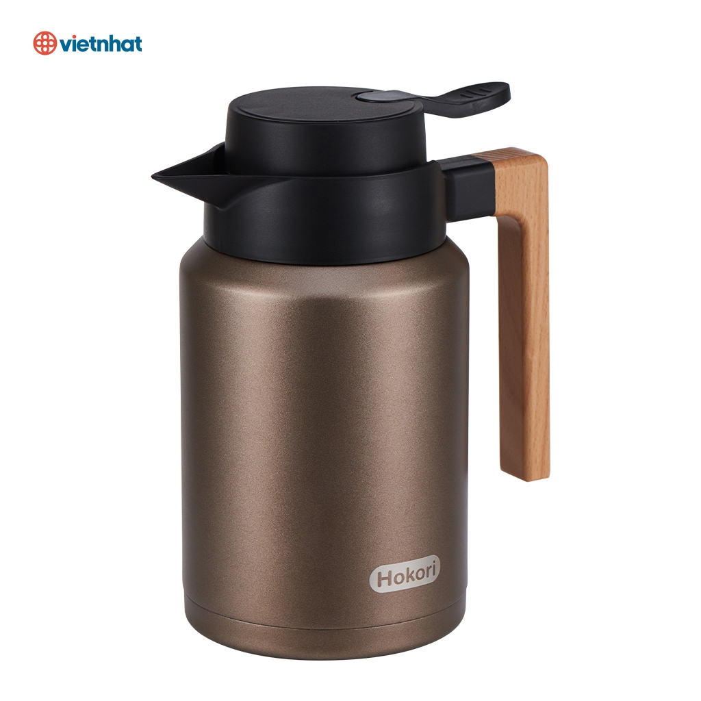 Bình Giữ Nhiệt Quai Gỗ 1500ml Chính Hãng Việt Nhật (mã 0115)