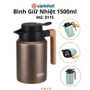 Bình Giữ Nhiệt 1,5L Quai Gỗ Hàng Cao Cấp Chính Hãng Việt Nhật (mã 0115)