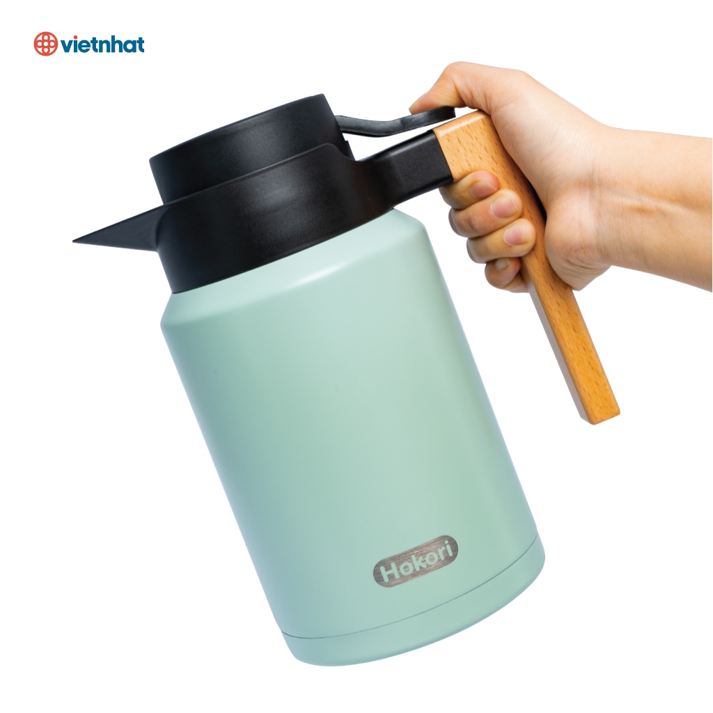 Bình Giữ Nhiệt Quai Gỗ 1500ml Chính Hãng Việt Nhật (mã 0115)