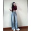 Quần Jean Wash Nữ Hari Ống Rộng Cạp Cao Form Suông Unisex Lên Dáng Đẹp Đi Học Đi Chơi
