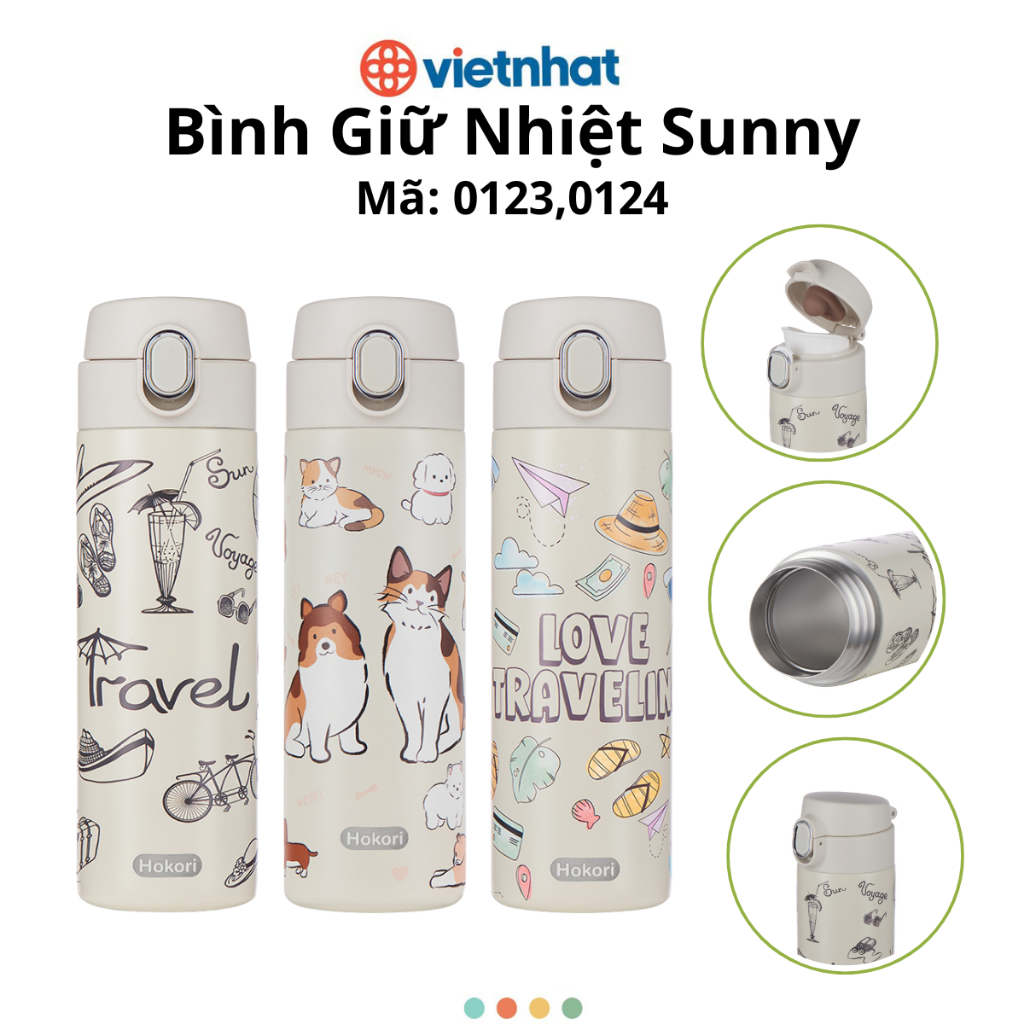 Bình giữ nhiệt inox Sunny Hokori Đựng Trà, Coffe Tiện Lợi Chính Hãng Việt Nhật