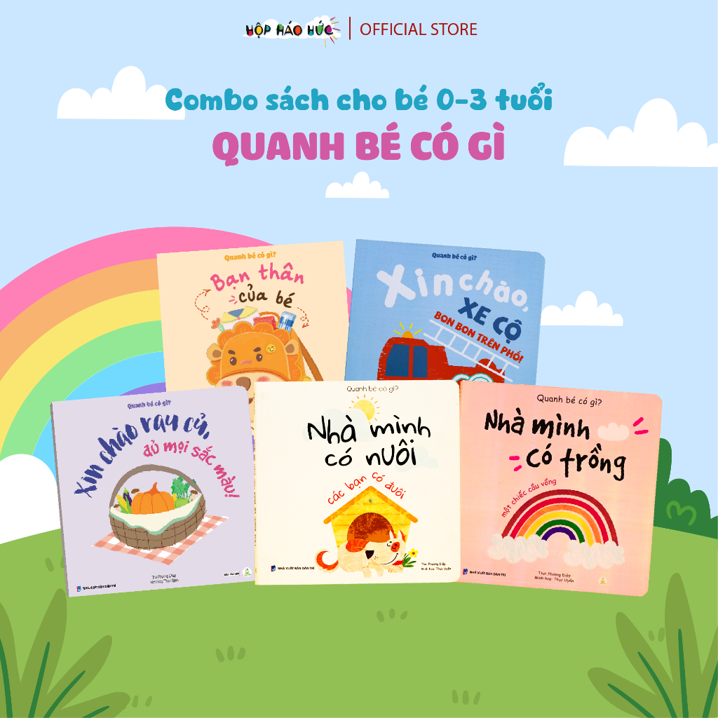 Ảnh Bộ sách thơ Quanh bé có gì Hộp Háo Hức cho bạn nhỏ 0-3 tuổi, giúp dễ dàng ghi nhớ, bắt chước, nâng cao vốn từ vựng 1