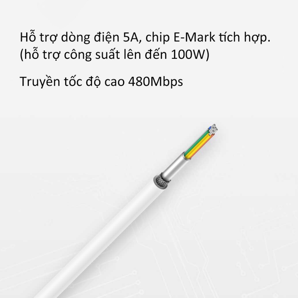 Cáp Sạc Siêu Nhanh Xiaomi Type C to C 5A 100W, Dây 1m5, Hỗ Trợ Laptop/Điện Thoại/Tablet,Chính Hãng | BigBuy360 - bigbuy360.vn