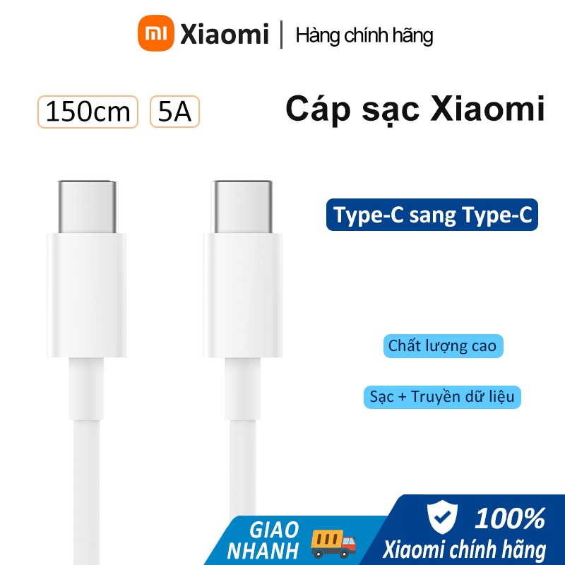 Cáp Sạc Siêu Nhanh Xiaomi Type C to C 5A 100W, Dây 1m5, Hỗ Trợ Laptop/Điện Thoại/Tablet,Chính Hãng | BigBuy360 - bigbuy360.vn