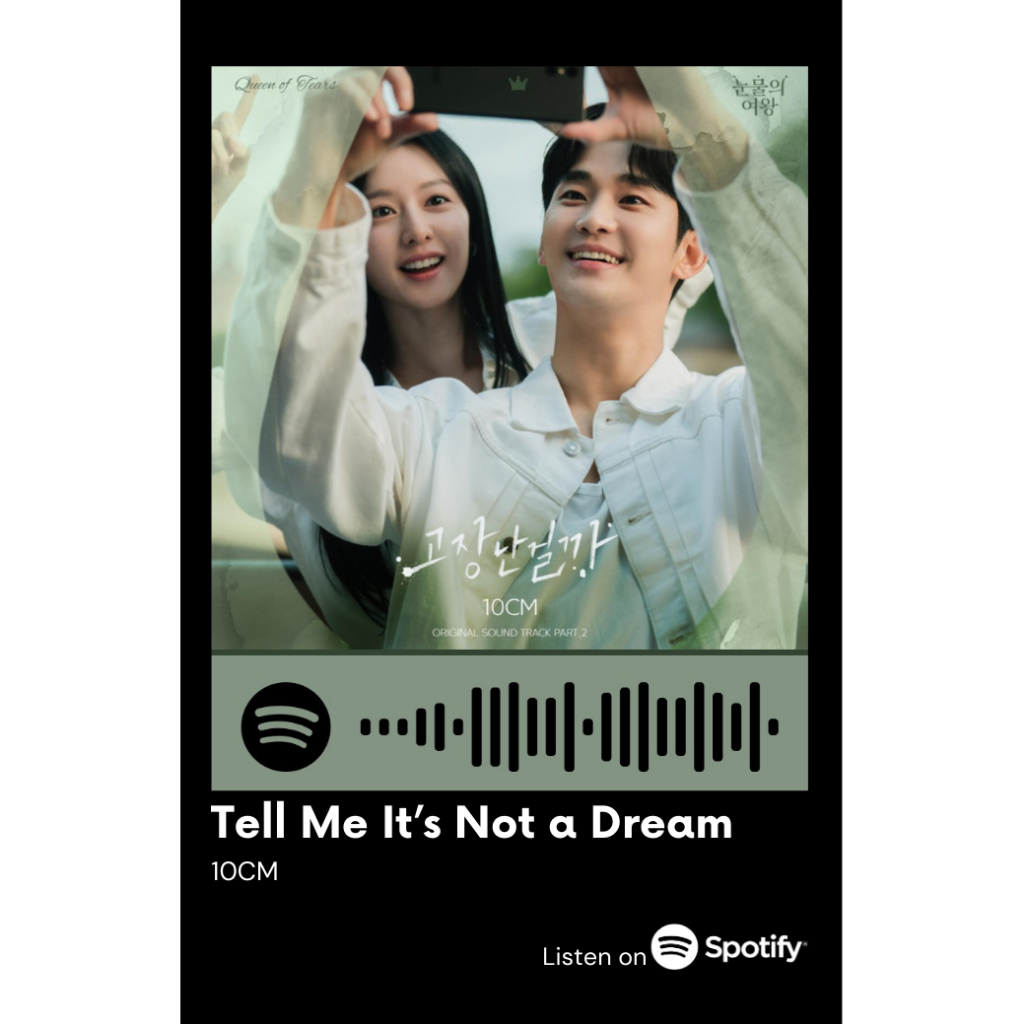 [Vui lòng đặt từ 2c]Thẻ Spotify bài hát phim Nữ hoàng nước mắt- Queen of Tears, diễn viên Kim Soo Hyun Kim Ji Won