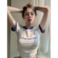 Áo Thun Nữ Cổ Tròn Ngắn Tay Ôm Body Phong Cách Y2K Thể Thao Croptop Dáng Ngắn In Hình SmartTooth