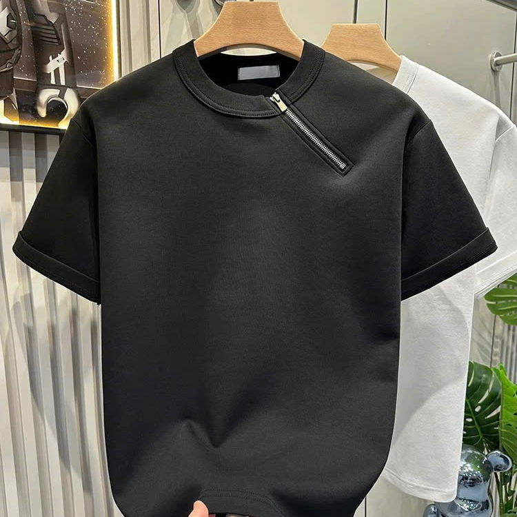 Áo Thun Nam BASIC Phối Zip Thời Trang, Chất Vải Cotton Co Giãn, Sang Trọng - SHINGHAI