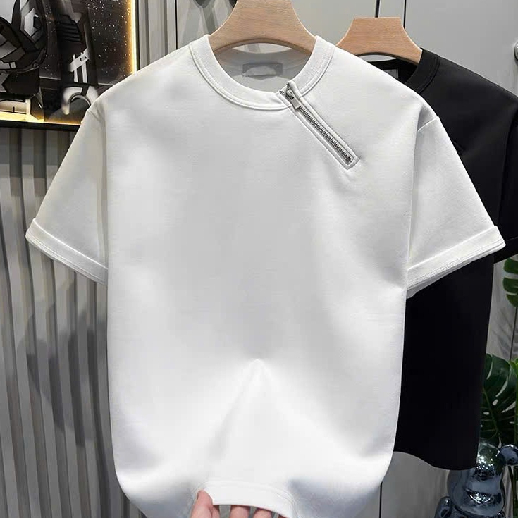 Áo Thun Nam BASIC Phối Zip Thời Trang, Chất Vải Cotton Co Giãn, Sang Trọng - SHINGHAI