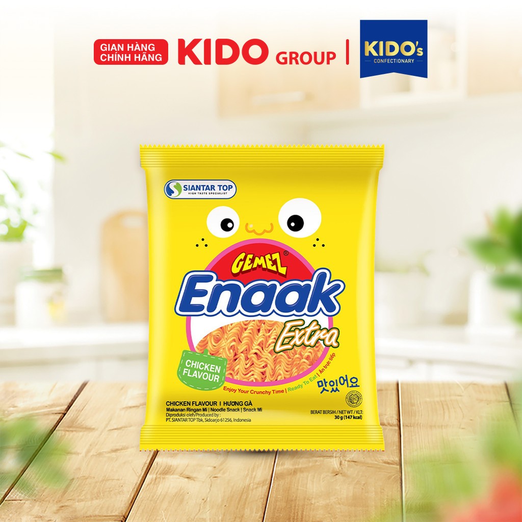 Tùy Chọn Vị - Hộp 24 gói Snack Mì Enaak Hương Gà Vàng 30g hoặc Set 20 gói Snack Enaak Hương Ớt Cấp Độ 1 28g