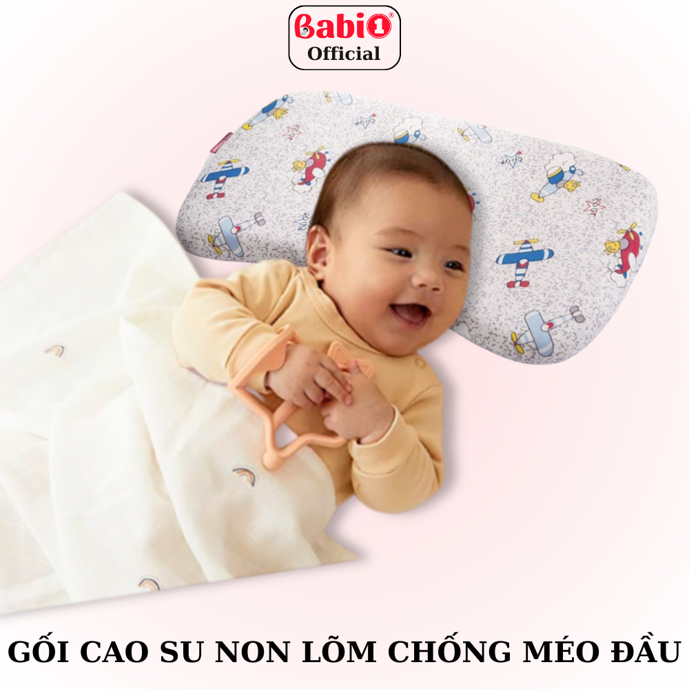 Gối Cao Su Non Cho Bé BABIONE Gối Chống Bẹp Đầu Cho Bé Gối Sơ Sinh 100% Cao Su Thiên Nhiên