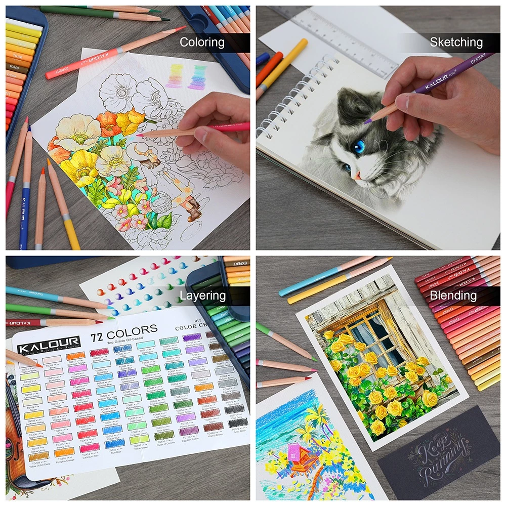 Bút chì màu gốc dầu cao cấp KALOUR, Lõi Mềm Dầu, Màu Sắc Sống Động KL-DSCP072