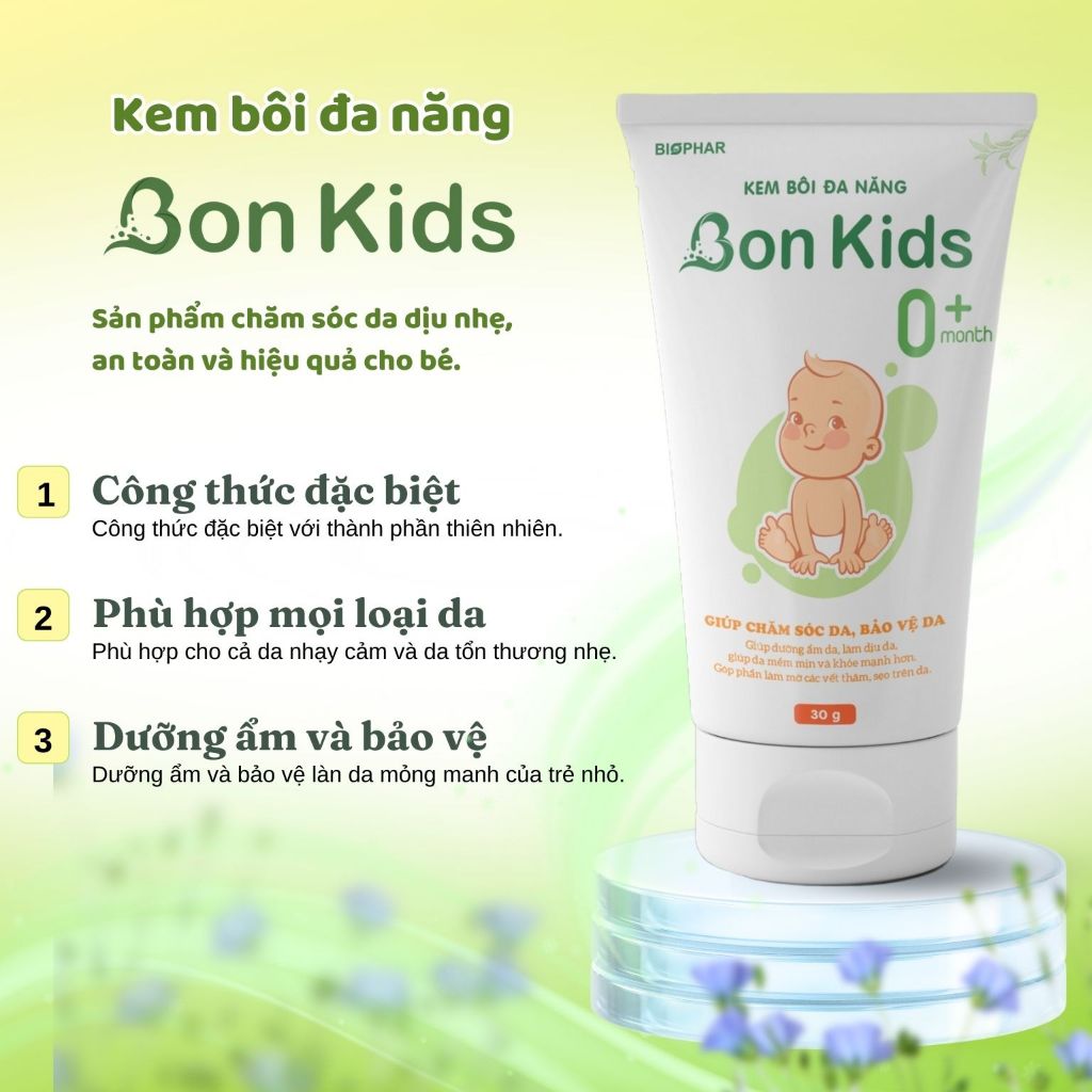 Kem Bôi Đa Năng BON KIDS Bảo Vệ Làn Da Nhạy Cảm Cho Trẻ Em và Người Lớn Tuýp 30g