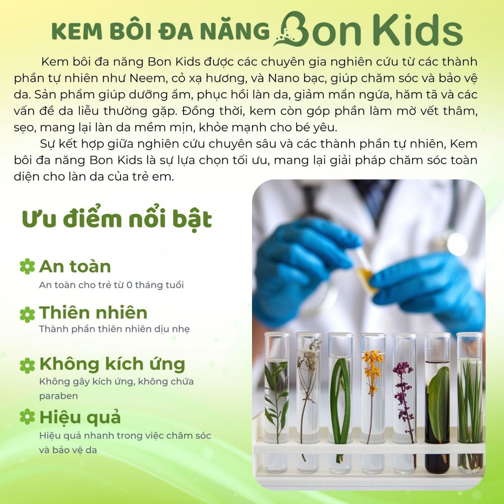 Kem Bôi Đa Năng BON KIDS Bảo Vệ Làn Da Nhạy Cảm Cho Trẻ Em và Người Lớn Tuýp 30g