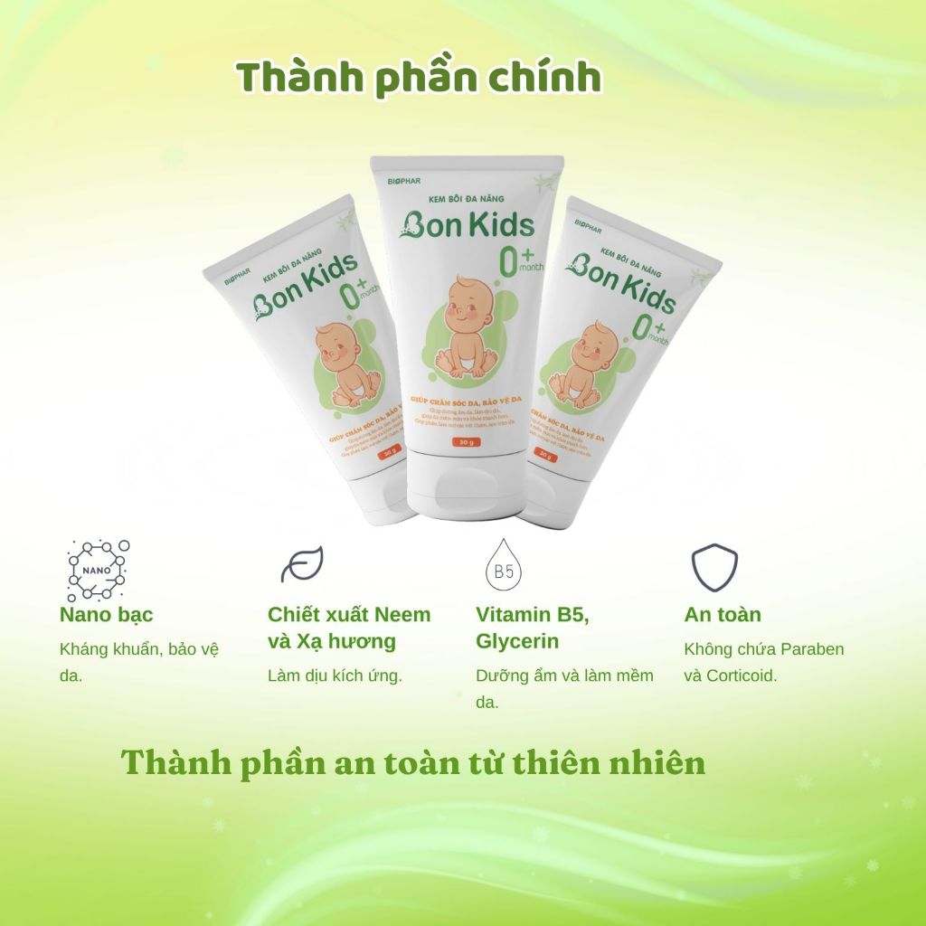 Kem Bôi Đa Năng BON KIDS Bảo Vệ Làn Da Nhạy Cảm Cho Trẻ Em và Người Lớn Tuýp 30g