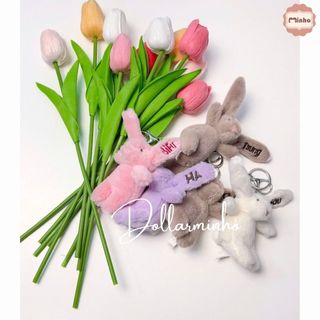 Móc Khóa Thỏ 9cm THÊU TÊN Theo Yêu Cầu Tạo Dấu Ấn Riêng Biệt. Móc Khóa Trang Trí Túi Xách, Chìa Khóa