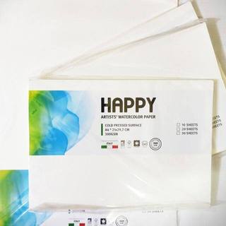 [Hỏa tốc HCM] Giấy Vẽ Màu Nước, bột, gouache, acrylic HAPPY vân Cold 300gsm & Sổ Lò xo 250gsm SALE