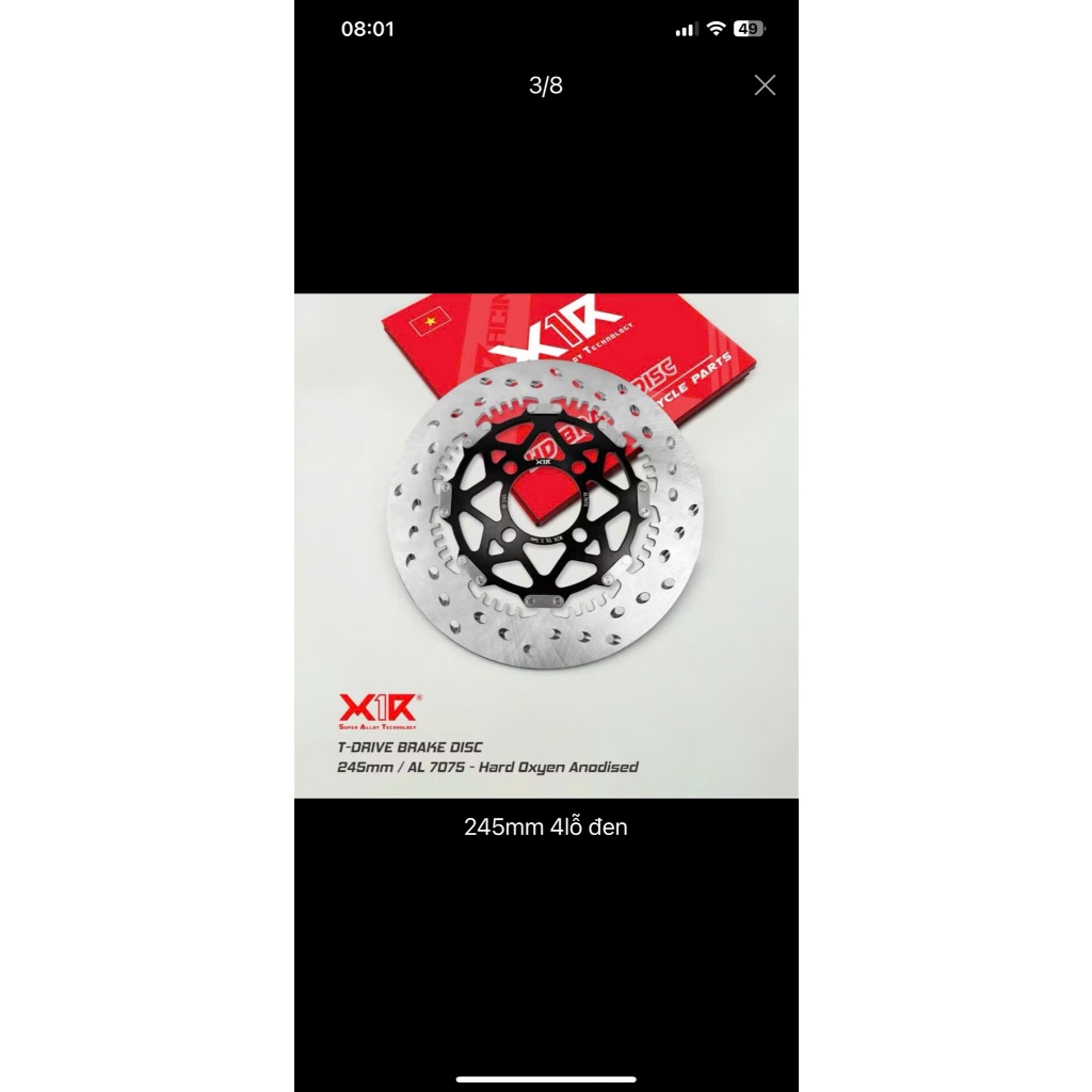 Đĩa T-Drive X1r size 267mm 245mm 4lỗ - size 298mm ex150 ex155