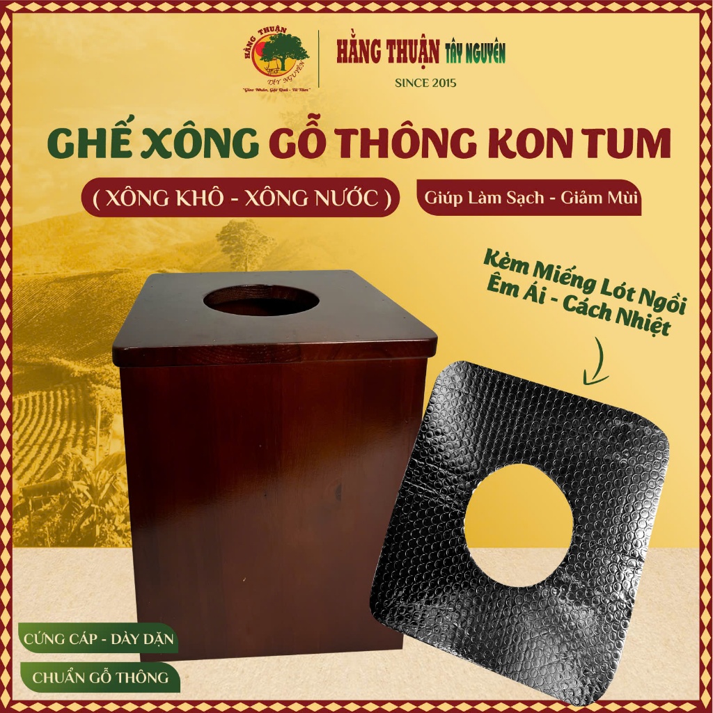 Ghế Xông Hơi Vùng Kín Hằng Thuận Tây Nguyên, Ở Cữ Sau Sinh, Xông Hơ Phụ Khoa  (Kèm lót ngồi)