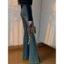 Quần jeans Loe To , Quần bò loe 2 túi nhỏ trước gấu to loe rộng cá tính Rêu bụi siêu xinh LN 27