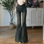 Quần jeans Loe To , Quần bò loe 2 túi nhỏ trước gấu to loe rộng cá tính Rêu bụi siêu xinh LN 27