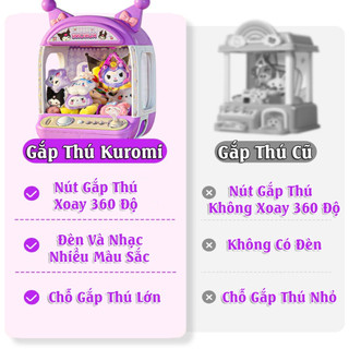 Máy Gắp Thú Mini Kuromi Cho Bé - Kích Thước Lớn Có Nhạc Và Đèn Kèm Xu Đếm Thời Gian, Có Sẵn Nhiều Thú Bông Cho Trẻ Em