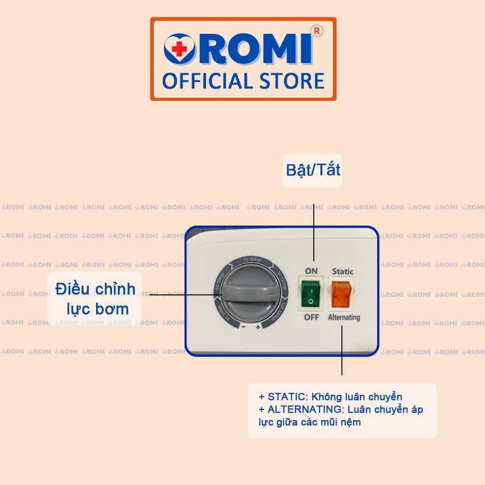 Đệm hơi chống loét OROMI HF608 - Nệm chống hăm, hoại tử 2 chế độ (Có van ngắt luân chuyển)