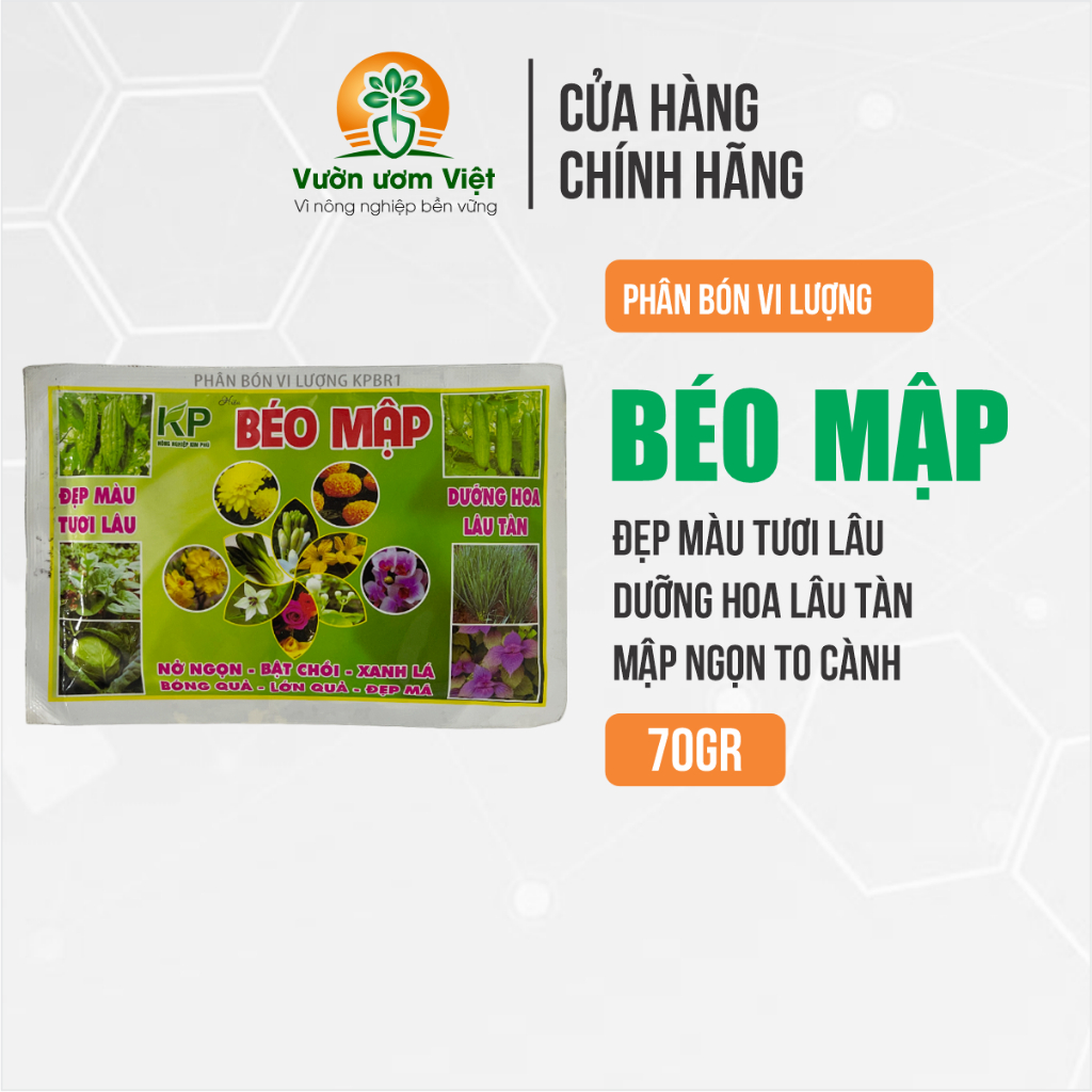 Phân bón lá Béo Mập kích mập thân, mập chòi non, cơi đọt mạnh mẽ, nở ngang tức thì, xanh mướt - 50gr