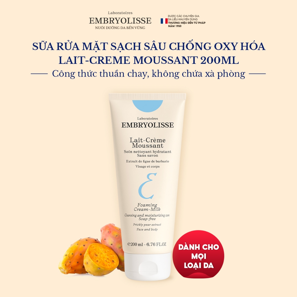 Ảnh Combo Chăm Da Siêu Tối Giản Unisex Embryolisse Sữa Rửa Mặt 200ml và Kem Dưỡng Ẩm 30ml 3