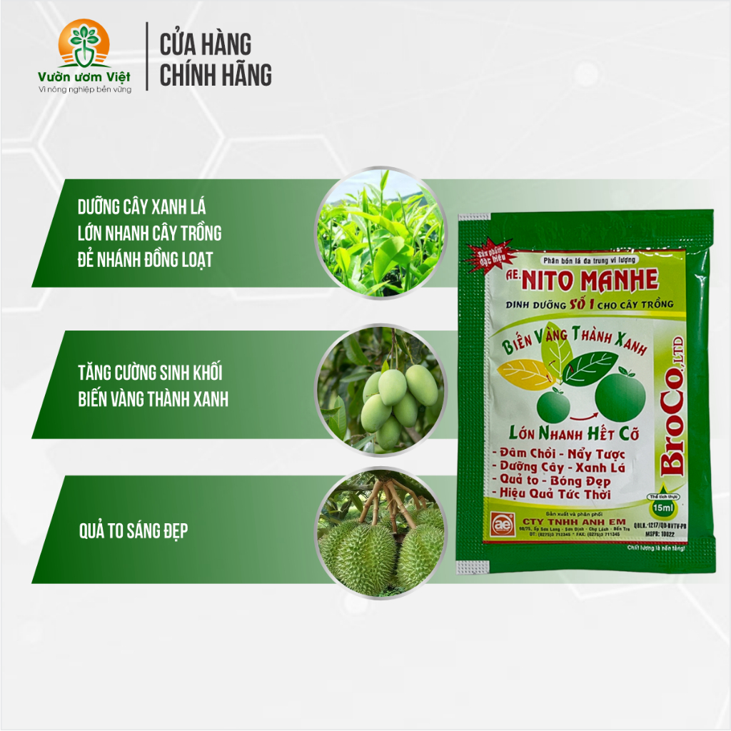 Phân bón AE Nitro Manhe bổ sung dinh dưỡng, trị tận gốc vàng lá, nuôi dưỡng cây trồng ổn định