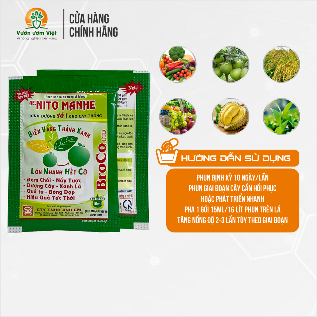 Phân bón AE Nitro Manhe bổ sung dinh dưỡng, trị tận gốc vàng lá, nuôi dưỡng cây trồng ổn định