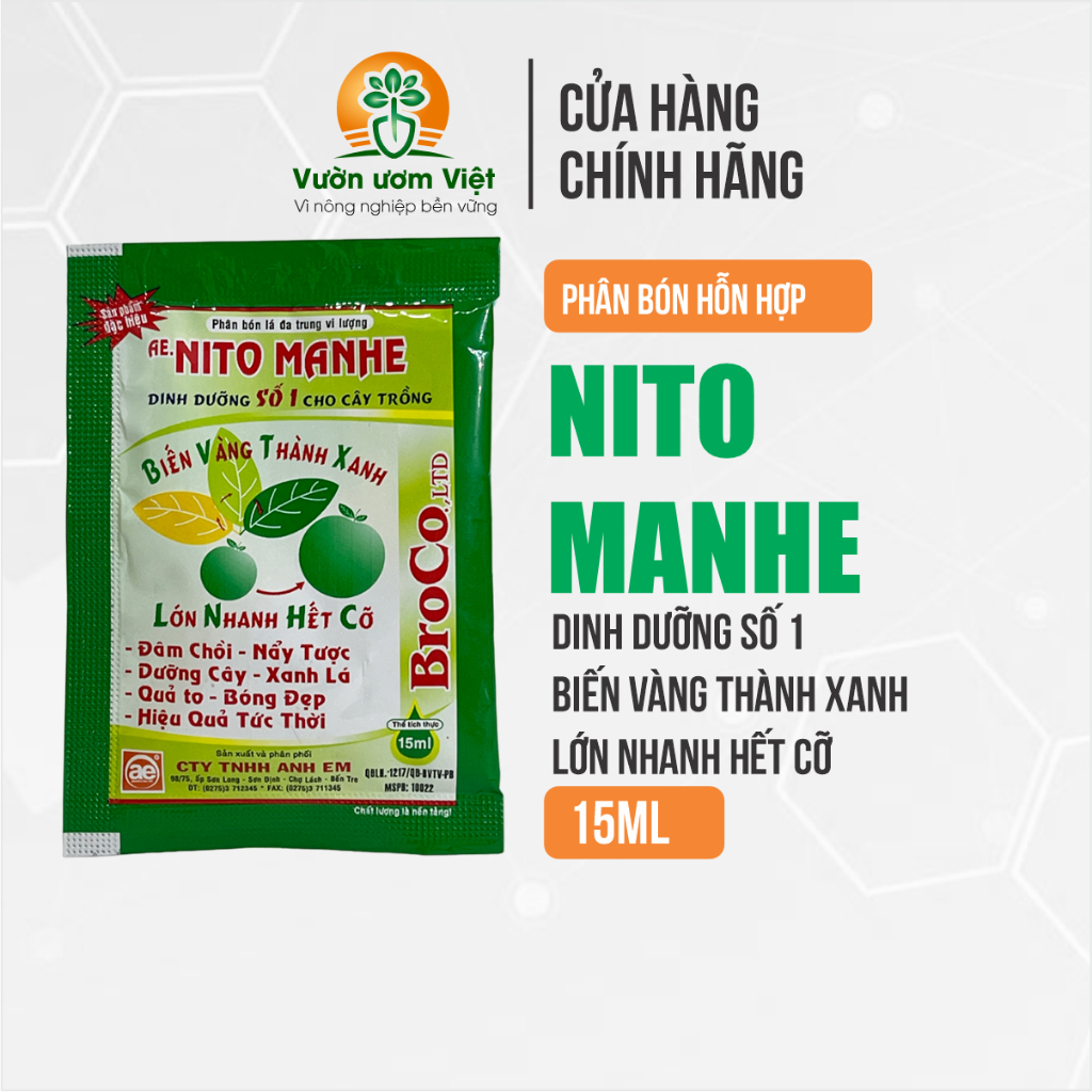 Phân bón AE Nitro Manhe bổ sung dinh dưỡng, trị tận gốc vàng lá, nuôi dưỡng cây trồng ổn định
