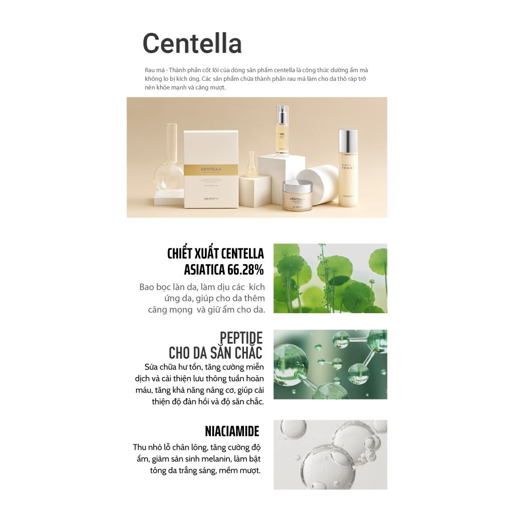 [Mẫu Mới] Toner Dr.Pepti Centella Toner EX dưỡng ẩm, phục hồi da trắng sáng căng bóng mịn màng.