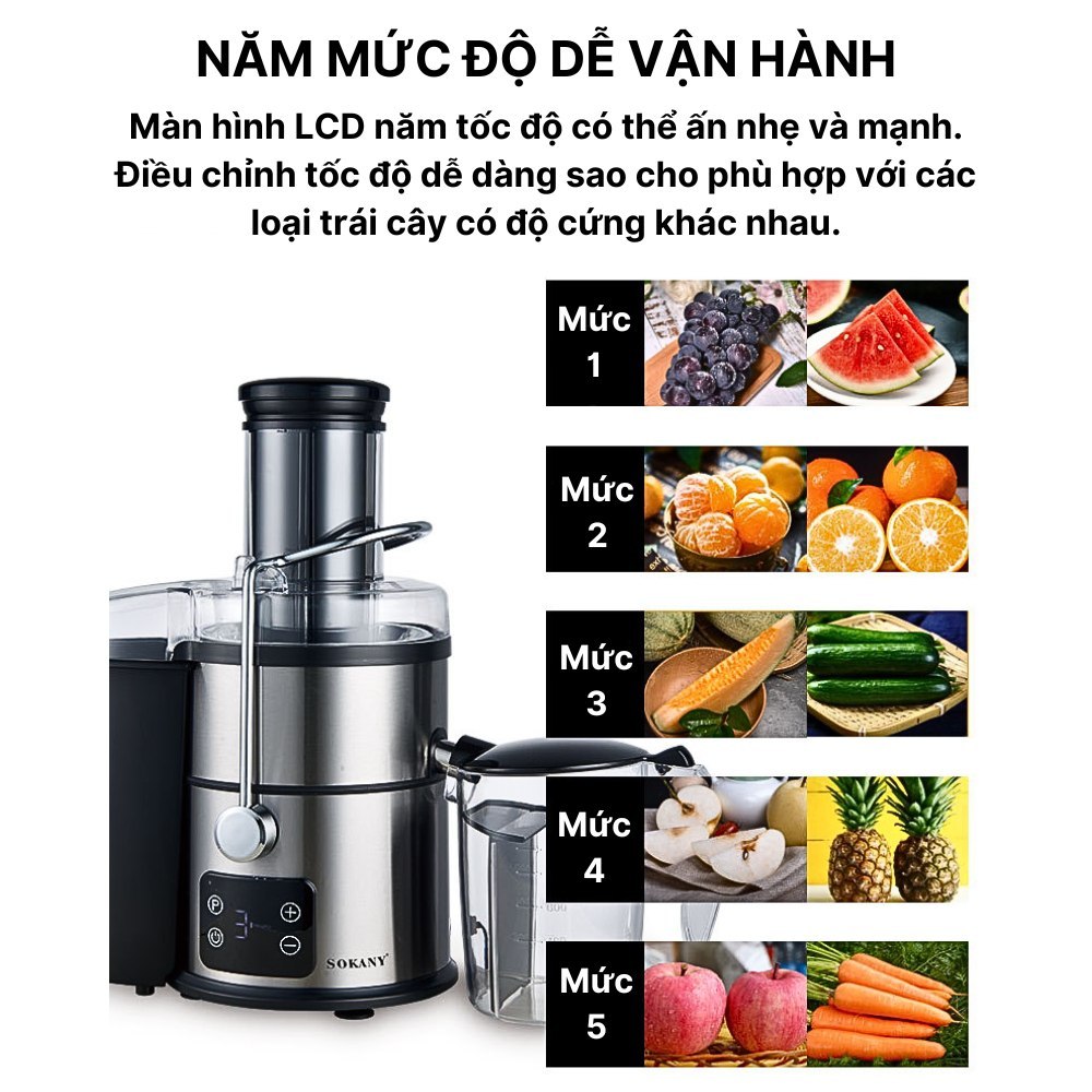 Ảnh Máy ép nhanh SOKANY SK-03014, công suất cao 1200W, màn hình LCD với 5 chế độ ép [BẢO HÀNH 1 NĂM] 1