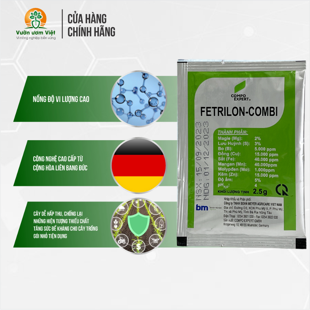 Phân bón bổ sung vi lượng Combi Fetrilon biến vàng thành xanh, tăng sức đề kháng - 2.5gr