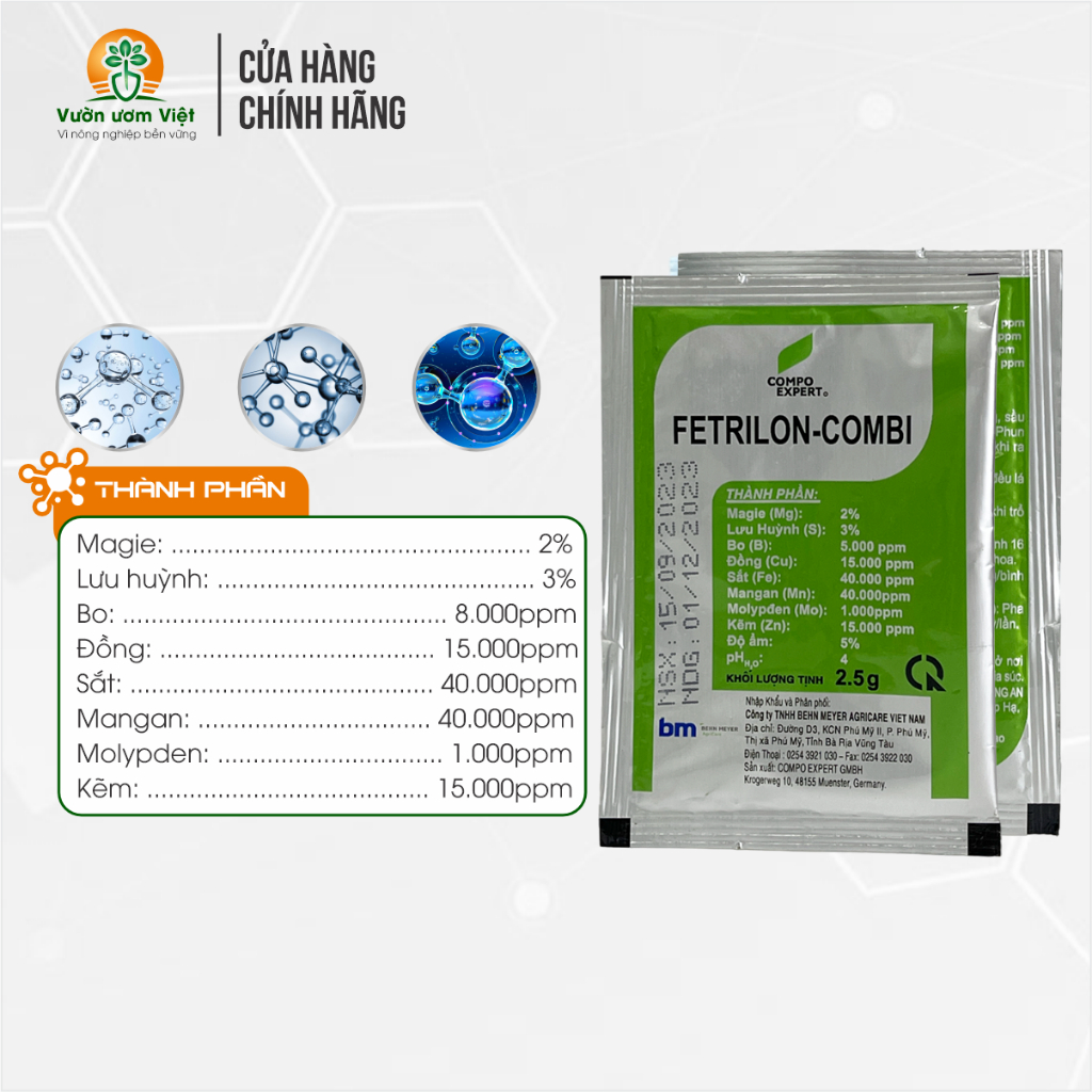 Phân bón bổ sung vi lượng Combi Fetrilon biến vàng thành xanh, tăng sức đề kháng - 2.5gr