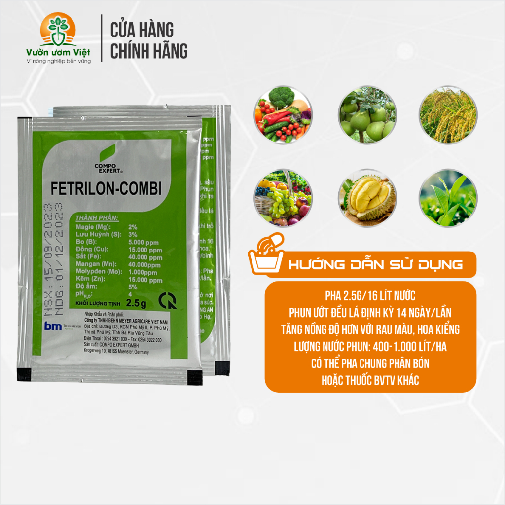 Phân bón bổ sung vi lượng Combi Fetrilon biến vàng thành xanh, tăng sức đề kháng - 2.5gr