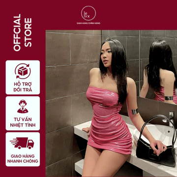 Đầm Ôm Body Cúp Ngực Màu Hồng Vải Phi Bóng Chiết Eo Tôn Dáng Phong Cách Sang Chảnh Váy Dự Tiệc Prom