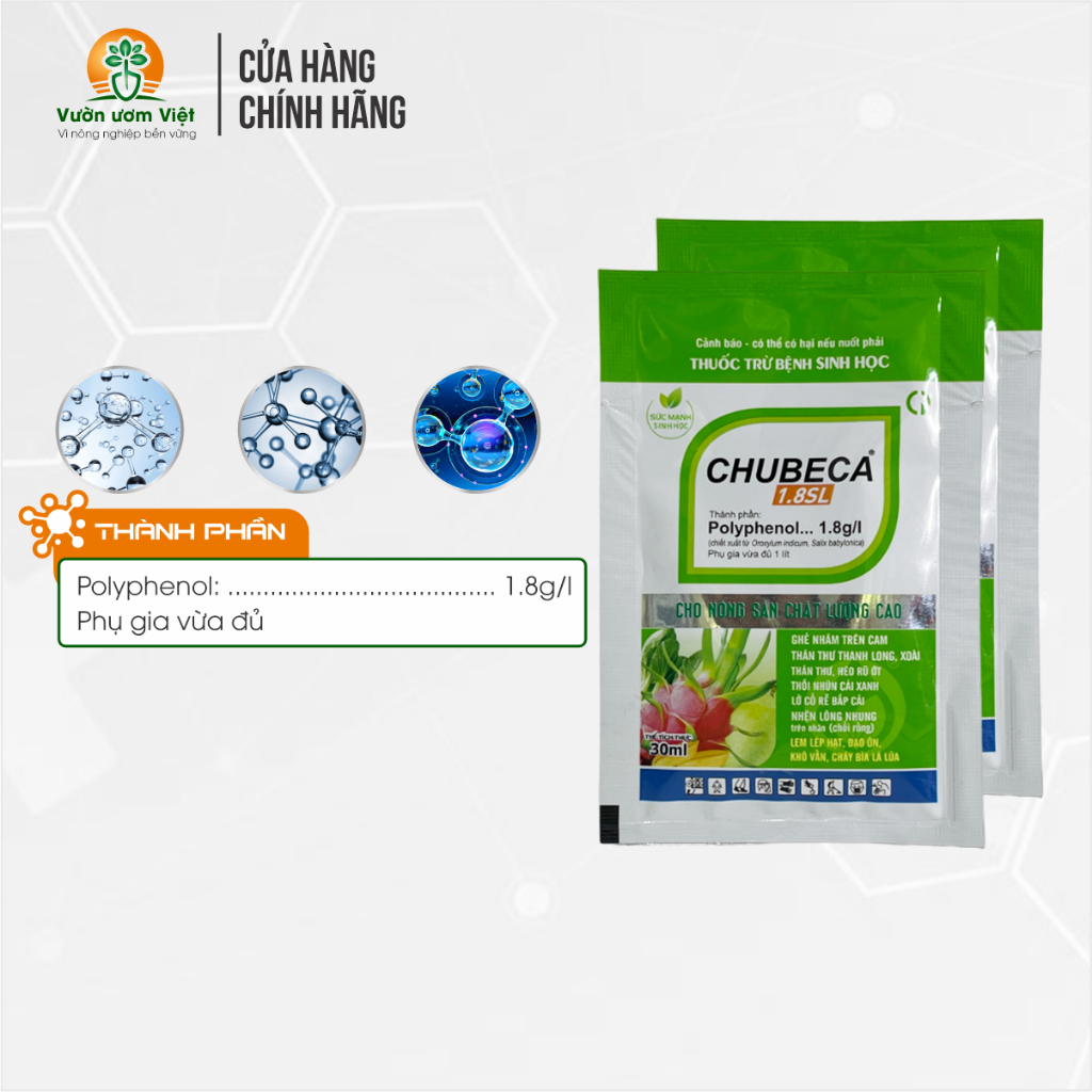 Thuốc trừ bệnh Chubeca 1.8SL tiêu diệt nấm bệnh, thán thư, ghẻ nhám, cháy lá, lở cổ rễ - 30ml
