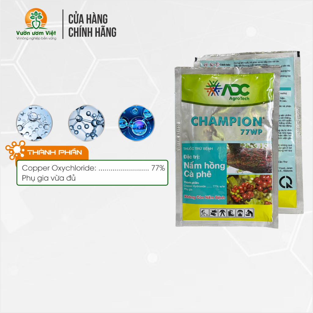 Thuốc trừ bệnh nấm hồng Champion 77WP - sản phẩm đặc trị chính hãng ADC - 100gr