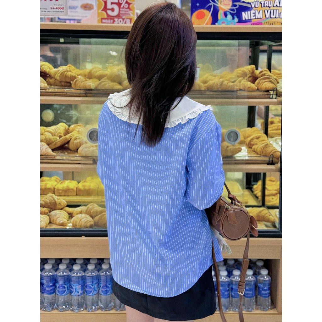 Áo Sơ Mi Nữ Thiết Kế Dài Tay Cổ Bẻ Phối Màu Trẻ Trung Nữ Tính Chất Thô Hàn Mềm Mát Form To SM60