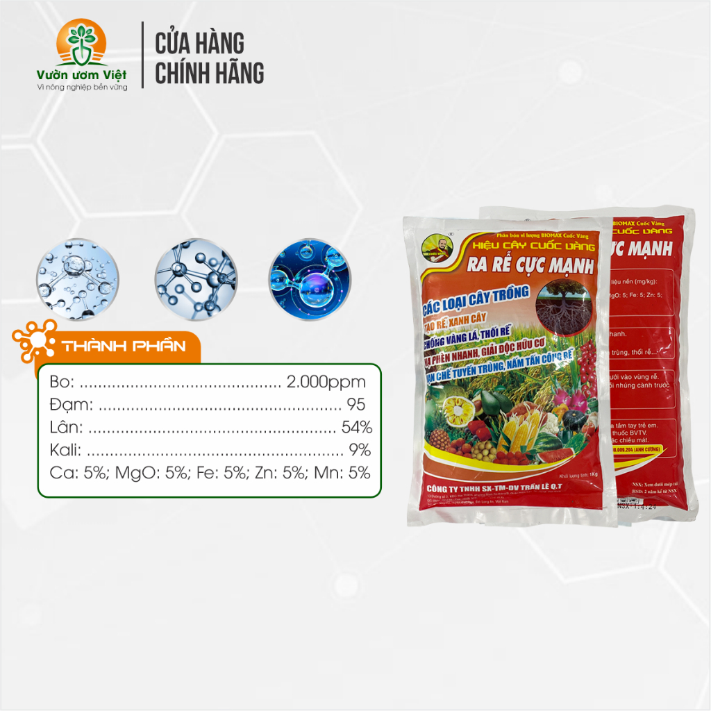 Phân bón Ra Rễ Cực Mạnh đậm đặc tưới được 1000 lít nước cho cây xanh tốt, ra rễ mạnh, lá xanh mướt