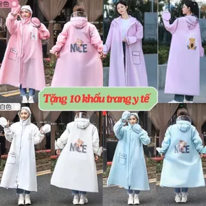 Áo Mưa Thời Trang In Hình Gấu Có Khoá Kéo Tiện Lợi - Áo Mưa Nữ Thời Trang Nữ In Hình Gấu