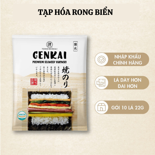 Rong Biển Cuộn Cơm Hàn Quốc GENKAI 10 Lá 22g | Shopee Việt Nam
