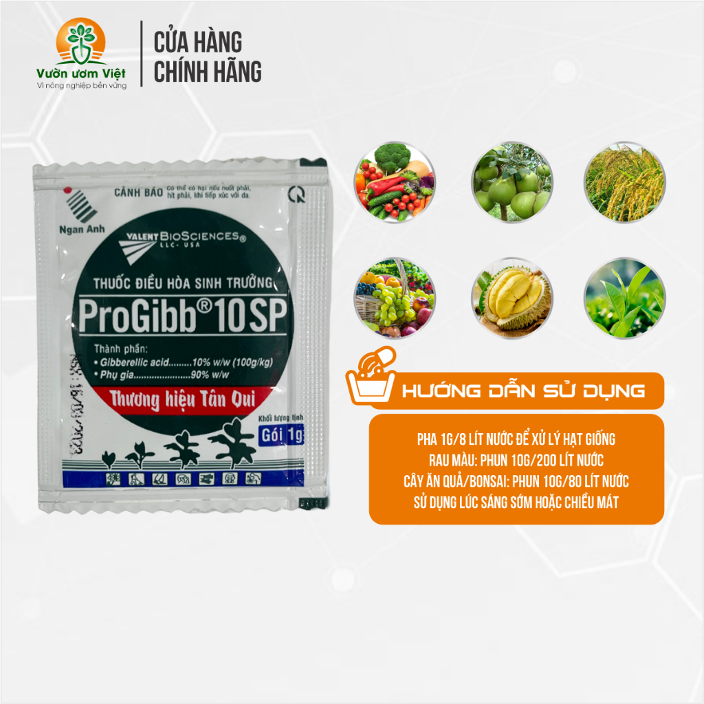 Chất kích thích sinh trưởng cây trồng Progibb 10SP - ngâm hạt, kích nảy mầm, vọt đọt, ra rễ - 1gr