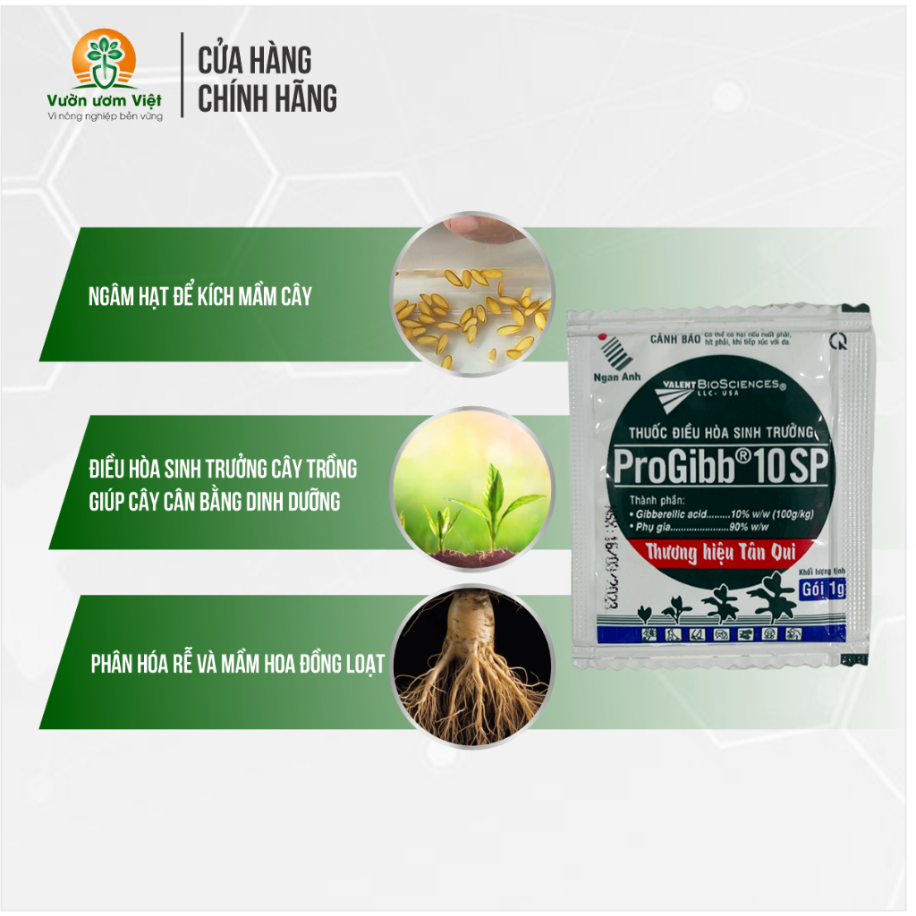 Chất kích thích sinh trưởng cây trồng Progibb 10SP - ngâm hạt, kích nảy mầm, vọt đọt, ra rễ - 1gr