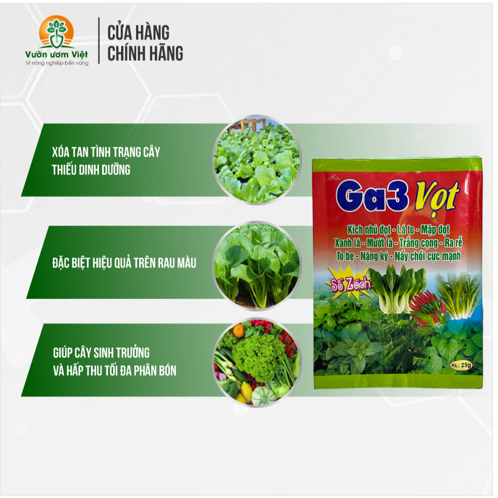 Phân bón lá Ga3 Vọt rước đọt non, kích chèo, phục hồi cây suy, cây bị nghẹn đọt, thiếu sức sống