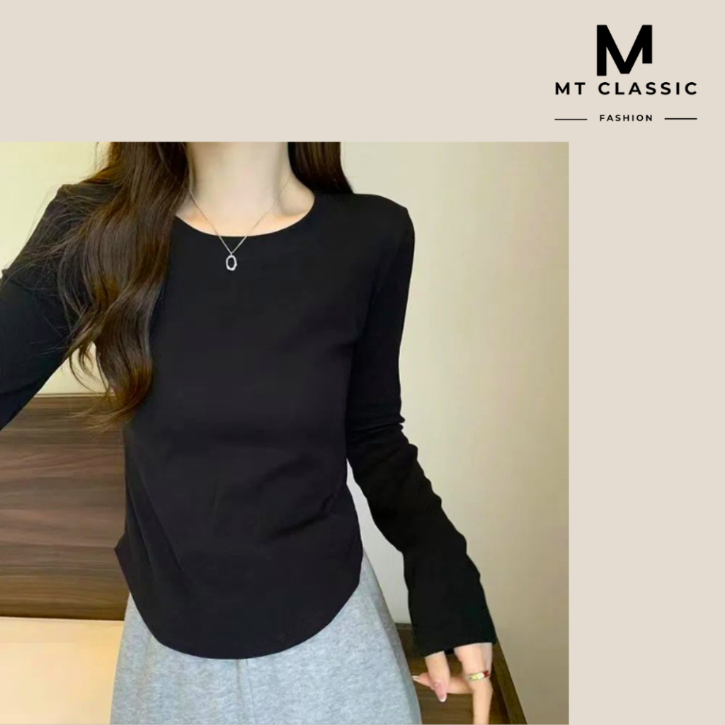 Áo thun dài tay nữ, áo thun cổ tròn form vừa chất liệu thun tăm co giãn 4 chiều mềm mịn, không xù lông - Mt classic