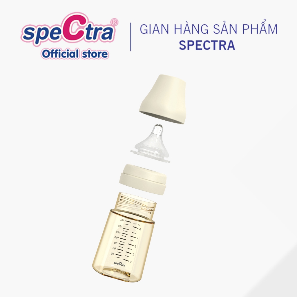 Ảnh Bình sữa PPSU cổ rộng Spectra 160ml núm ti size S (màu vàng gold) 3